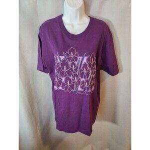 Vtg 90s Fruit of the Loom Single Stitch Sz L Texas Chic 91 Gordon Purple Flowers